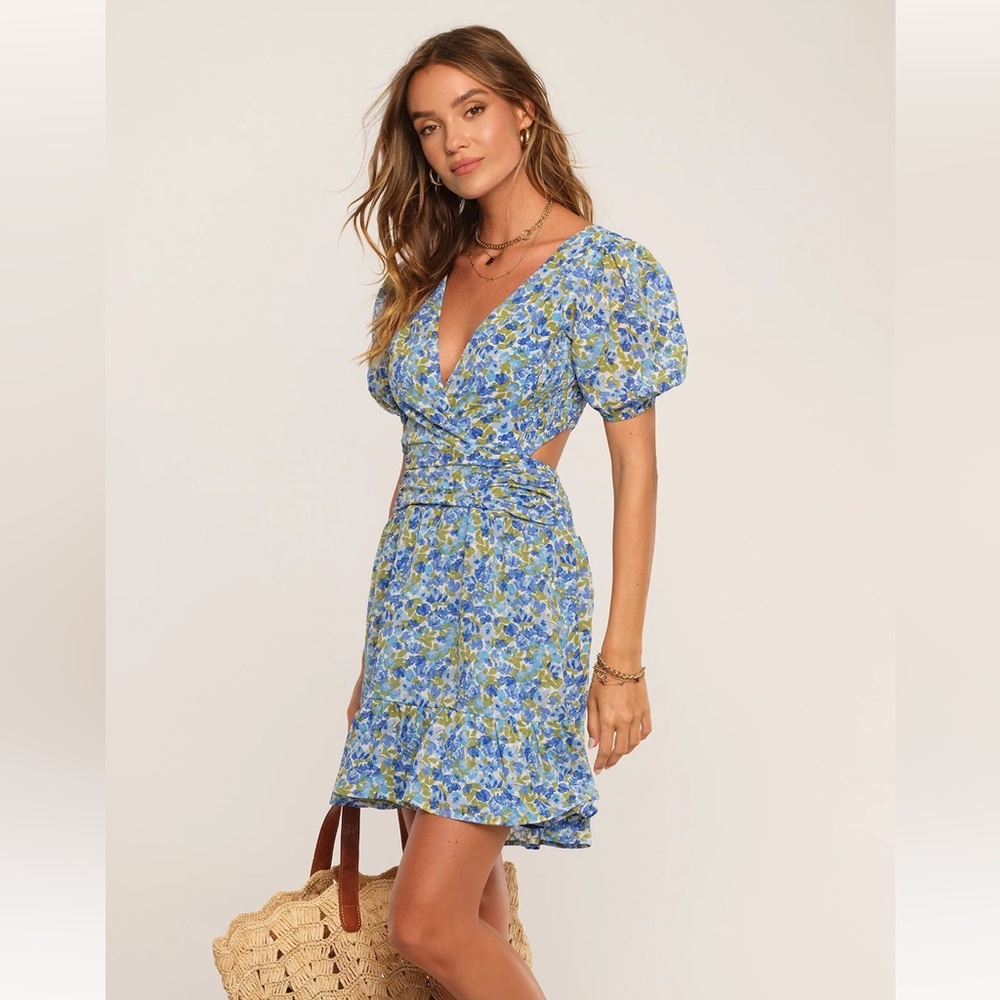 Heartloom Muna Dress Blue Floral Puff Sleeve